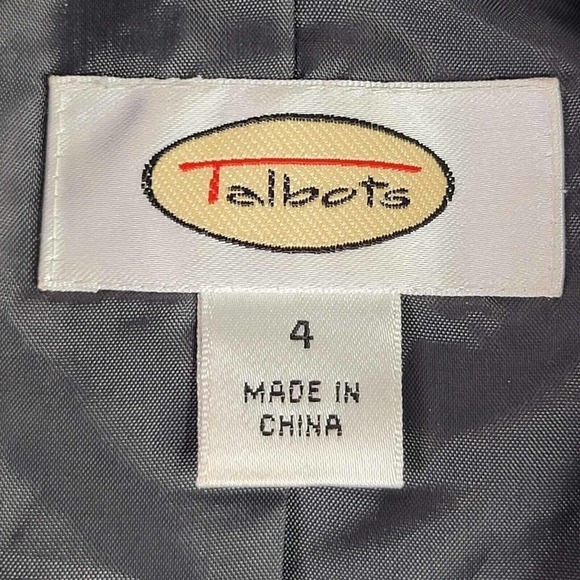 Talbots Women's Size 4 Small Gray Wool Lined Monogram Two Button Blazer - Picture 9 of 12